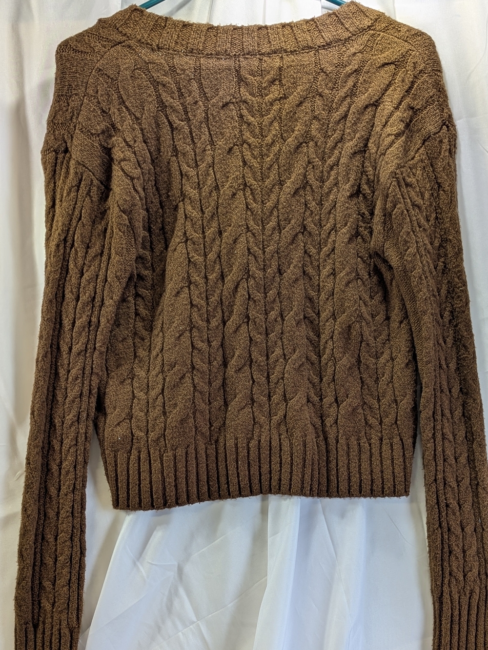 American Eagle Cozy Brown Cable-Knit Sweater & Cardigan Lot Size Small - Picture 6 of 9